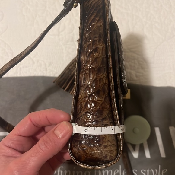 Bronze and brown alligator messenger/ crossbody - Picture 10 of 11